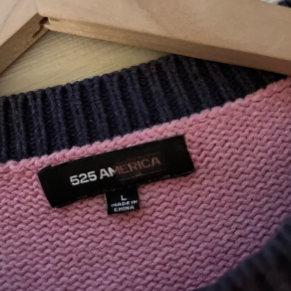 525 America Crewneck Sweater - Women's Large Red Pink Navy - Colorblock Knit - Picture 5 of 9